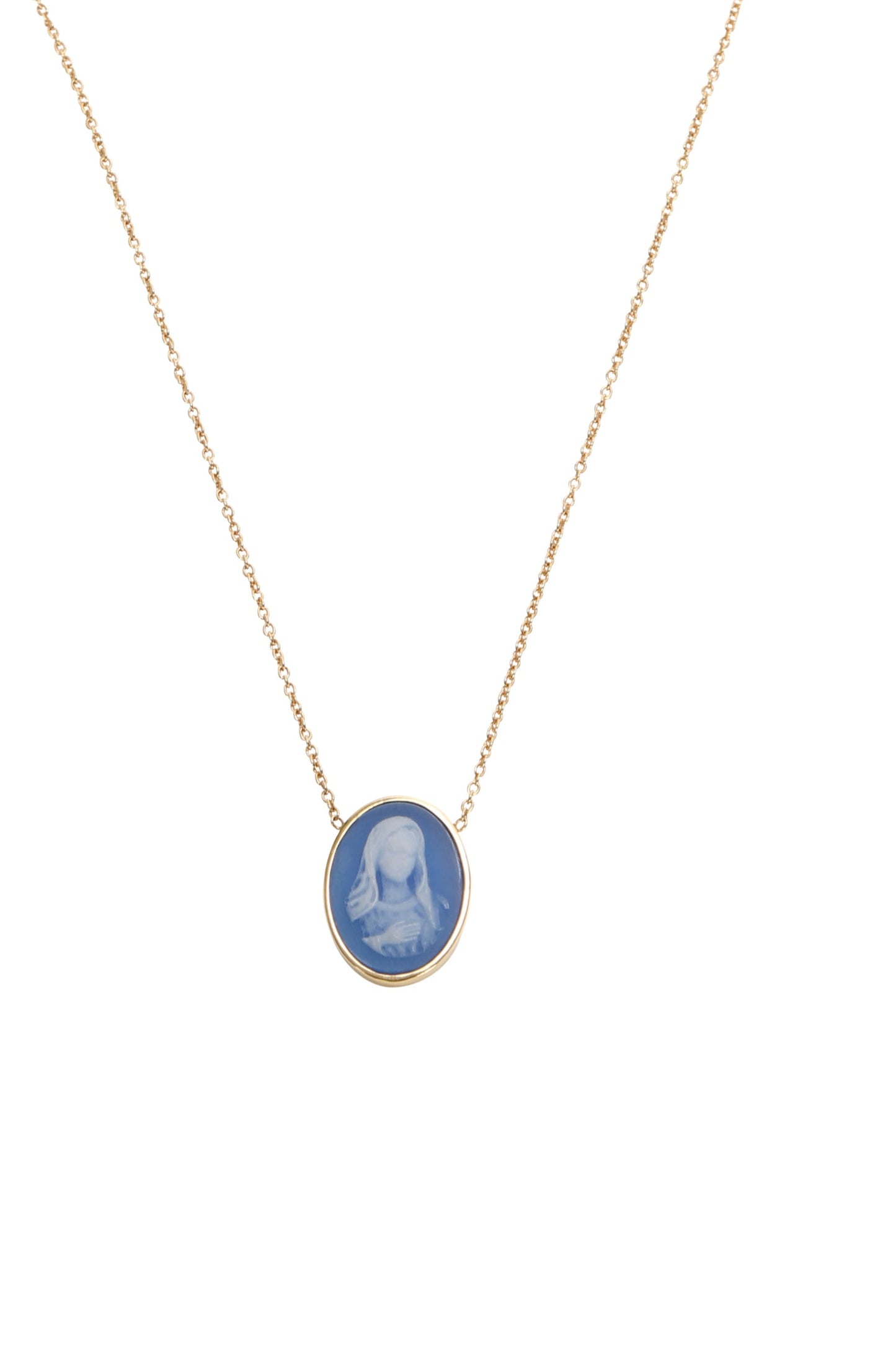 Mother Mary Blue Agate Necklace