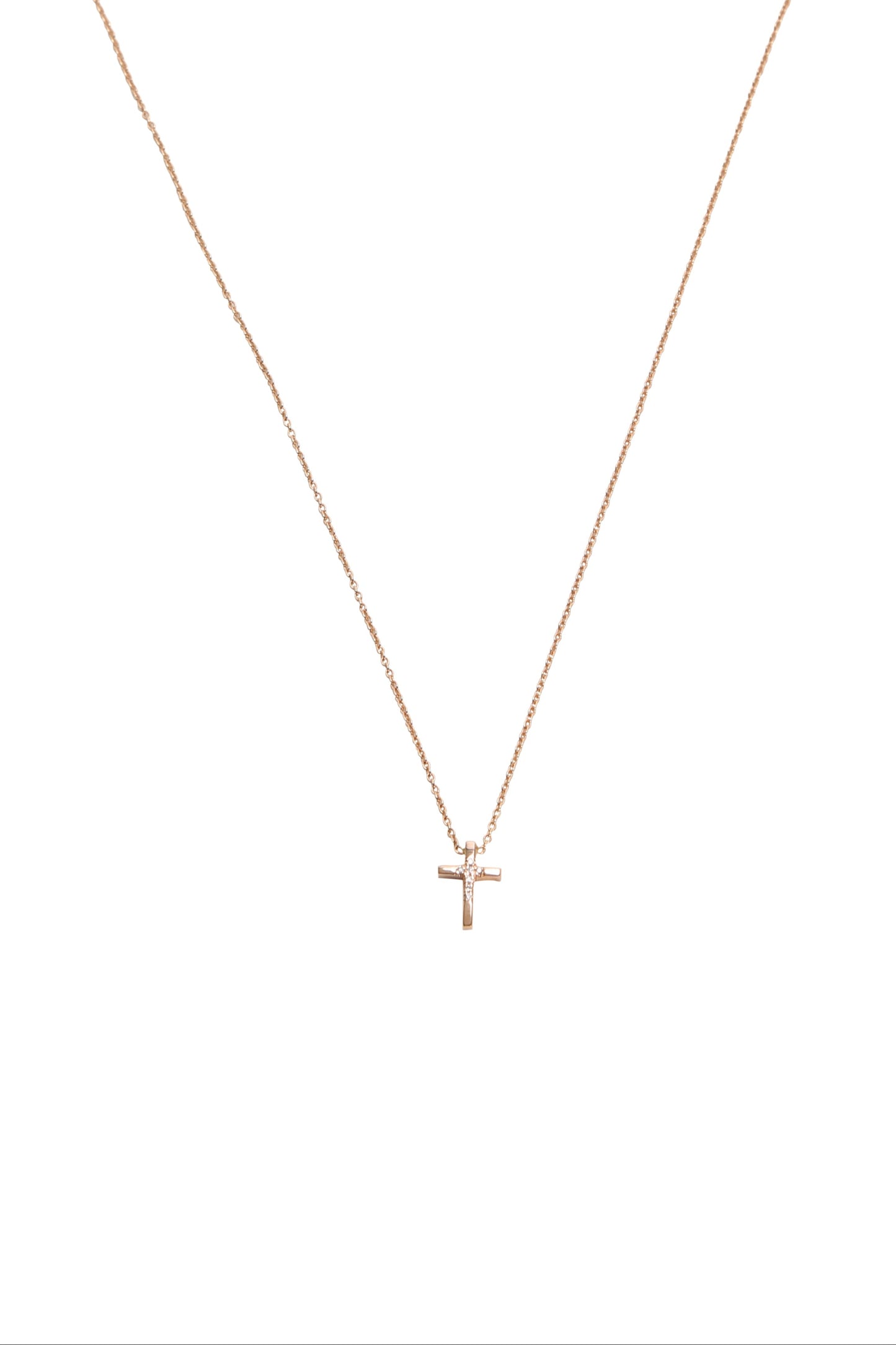 Diamond Cross Rose Gold Necklace