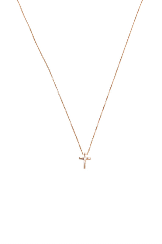 Diamond Cross Rose Gold Necklace
