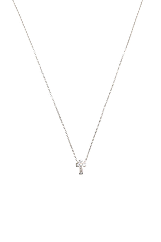 Full Diamond Cross White Gold Necklace