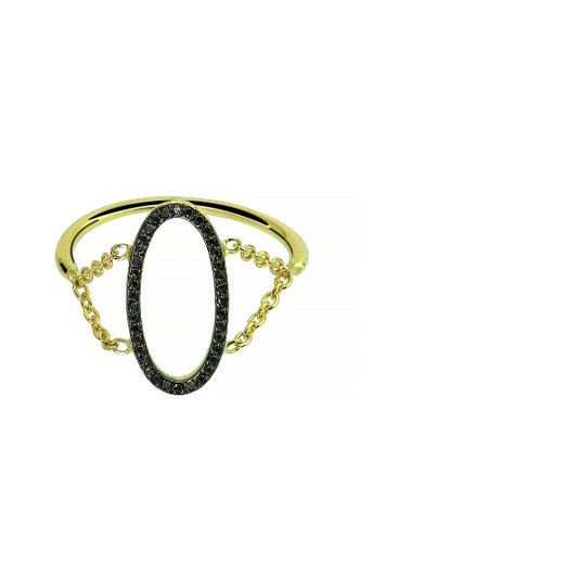 Large Diamond Oval Gold Chain Ring