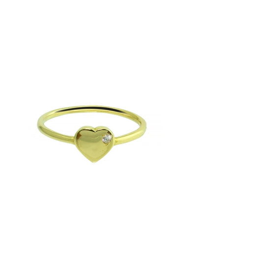 Heart with Diamond Mid Finger Ring