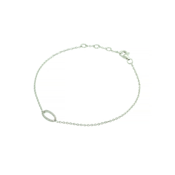 Small Oval Diamond White Gold Bracelet