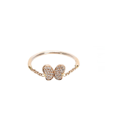Diamond Butterfly Rose Gold Ring