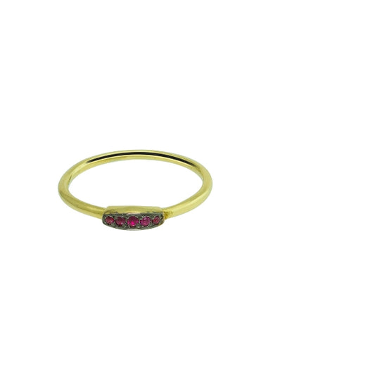 Diamond Bar Mid Finger Gold Ring